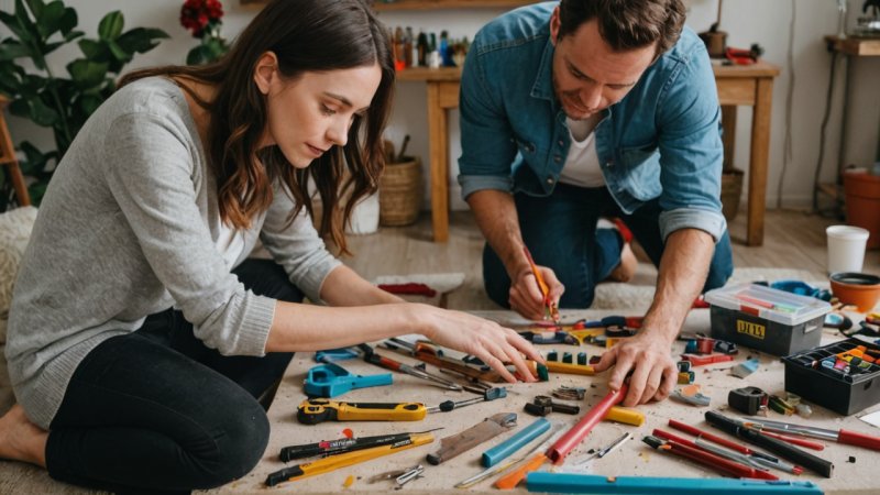 gør det selv projekter, boligforbedring, forhold, indretning, interiørdesign, teamwork, kreativitet