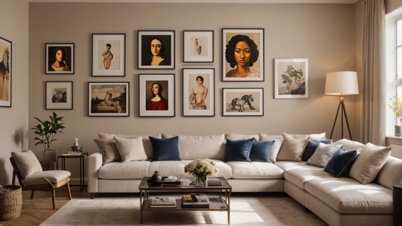 boligindretning, vægkunst, vælge kunst, indretning, personlig stil, kunstvalg