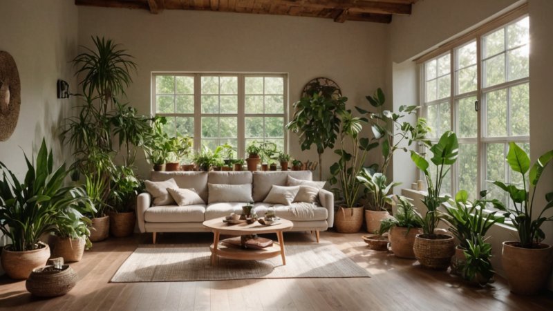 natur, boligindretning, indendørs planter, naturlige materialer, biophilic design