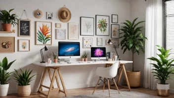 kreativt rum, indretning, inspiration, produktivitet, arbejdsplads, farver, naturlige elementer