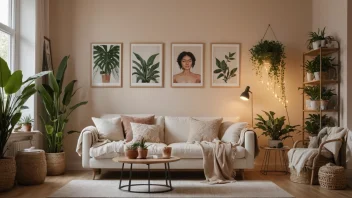 kreativt hjem, indretning, kunst, farvepalet, boligindretning, personlige detaljer, unikke møbler, indendørs planter